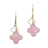 106187, CLOVER GLASS BEADED ACCENT DANGLE EARRING