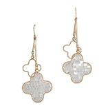 106187, CLOVER GLASS BEADED ACCENT DANGLE EARRING