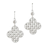106189, WAFFLE TEXTURE CLOVER DANGLE EARRING