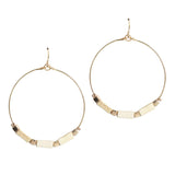 106192, RECTANGLE WOOD ACCENT ROUND DANGLE EARRING