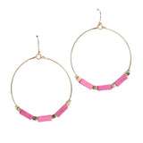 106192, RECTANGLE WOOD ACCENT ROUND DANGLE EARRING