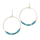 106192, RECTANGLE WOOD ACCENT ROUND DANGLE EARRING