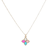 106198, FLOWER CLOVER PENDANT NECKLACE