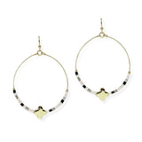 106199, CLOVER ACCENT BEADED ROUND DANGLE EARRING