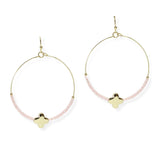 106199, CLOVER ACCENT BEADED ROUND DANGLE EARRING