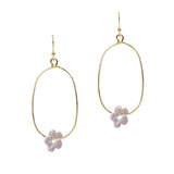 106202, HAMMERED FLOWER ACCENT GEOMETRIC DANGLE EARRING