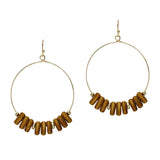 106203, WOOD BEADED ACCENT ROUND DANGLE EARRING