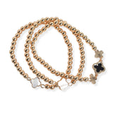 106211, ENAMEL, MOTHER OF PEARL ACCENT MULTI LAYERED BEADED STRETCH BRACELET