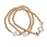 106211, ENAMEL, MOTHER OF PEARL ACCENT MULTI LAYERED BEADED STRETCH BRACELET