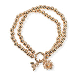 106214, BUMBLE BEE, FLOWER CHARM BALL BEADED STRETCH BRACELET