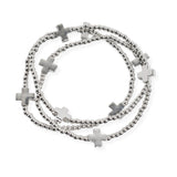 106215, CROSS ACCENT MULTI LAYERED BALL BEADED STRETCH BRACELET
