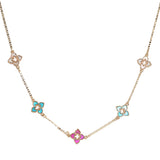 106219, DAINTY FLOWER CLOVER STATION NECKLACE
