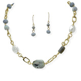 106224, SEMI PRECIOUS STONE WITH PEARL BEADED NECKLACE