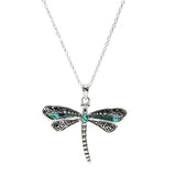 106229, DRAGONFLY ABALONE ACCENT VINTAGE PENDANT NECKLACE