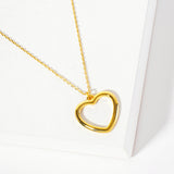 106237, GOLD DIPPED, LOVE DEEPLY, CUTOUT HEART CHARM PENDANT NECKLACE