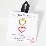 106237, GOLD DIPPED, LOVE DEEPLY, CUTOUT HEART CHARM PENDANT NECKLACE