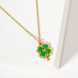 106238, GOLD DIPPED, PROSPERITY HAPPINESS, CLOVER CHARM PENDANT NECKLACE