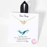 106242, GOLD DIPPED, DIVE DEEP, DAINTY WHALE CUBIC ZIRCONIA ACCENT NECKLACE