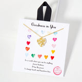106243, GOLD DIPPED, GOODNESS IN YOU, PEARL STUDDED HEART CHARM PENDANT NECKLACE