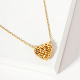 106245, GOLD DIPPED, ESSENCE OF LIFE, WAFFLE CUT HEART NECKLACE