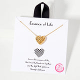 106245, GOLD DIPPED, ESSENCE OF LIFE, WAFFLE CUT HEART NECKLACE