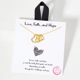 106247, GOLD DIPPED, LOVE FAITH AND HOPE, CUTOUT TRIPLE HEART NECKLACE