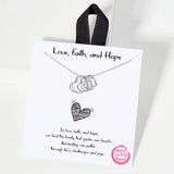 106247, GOLD DIPPED, LOVE FAITH AND HOPE, CUTOUT TRIPLE HEART NECKLACE