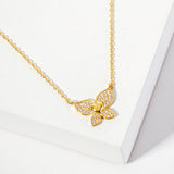 106248, GOLD DIPPED, FLUTTERING, DAINTY BUTTERFLY CUBIC ZIRCONIA ACCENT NECKLACE