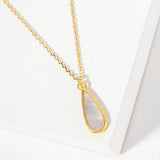 106249, GOLD DIPPED, BEAUTIFUL BLEND, MOTHER OF PEARL TEARDROP PENDANT NECKLACE