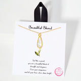 106249, GOLD DIPPED, BEAUTIFUL BLEND, MOTHER OF PEARL TEARDROP PENDANT NECKLACE