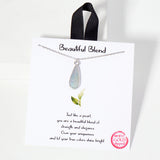 106249, GOLD DIPPED, BEAUTIFUL BLEND, MOTHER OF PEARL TEARDROP PENDANT NECKLACE