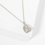 106250, GOLD DIPPED, YOUR COMPASS, DAINTY HEART TEXTURED CUBIC ZIRCONIA ACCENT PENDANT NECKLACE