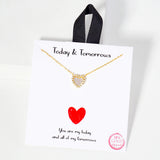 106251, GOLD DIPPED, TODAY AND TOMORROW, HEART MOTHER OF PEARL, CUBIC ZIRCONIA ACCENT NECKLACE