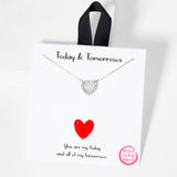 106251, GOLD DIPPED, TODAY AND TOMORROW, HEART MOTHER OF PEARL, CUBIC ZIRCONIA ACCENT NECKLACE