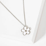 106253, GOLD DIPPED, DAINTY ENAMEL DAISY FLOWER PENDANT NECKLACE