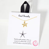 106254, GOLD DIPPED, FIND BEAUTY, DAINTY STARFISH CUBIC ZIRCONIA ACCENT PENDANT NECKLACE