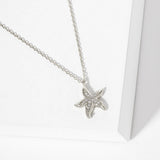 Gold Dipped, Find Beauty, Dainty Starfish Cubic Zirconia Accent Pendant Necklace - view 2