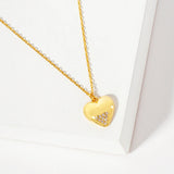 106255, GOLD DIPPED, BEAUTY OF THE SOUL, DAINTY HEART CUBIC ZIRCONIA ACCENT PENDANT NECKLACE