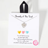 106255, GOLD DIPPED, BEAUTY OF THE SOUL, DAINTY HEART CUBIC ZIRCONIA ACCENT PENDANT NECKLACE