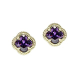 106257, 14K GOLD PLATED, CLOVER CUBIC ZIRCONIA STUD EARRING