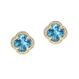 106257, 14K GOLD PLATED, CLOVER CUBIC ZIRCONIA STUD EARRING