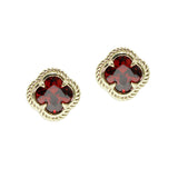 106257, 14K GOLD PLATED, CLOVER CUBIC ZIRCONIA STUD EARRING