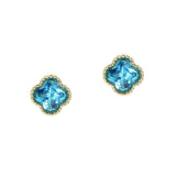 106258, 14K GOLD PLATED, CLOVER CUBIC ZIRCONIA STUD EARRING