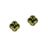 106258, 14K GOLD PLATED, CLOVER CUBIC ZIRCONIA STUD EARRING