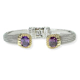 106259, 14K GOLD PLATED, RECTANGLE CUBIC ZIRCONIA ACCENT DESIGNER INSPIRED OPEN CUFF BRACELET