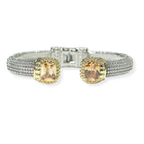 106259, 14K GOLD PLATED, RECTANGLE CUBIC ZIRCONIA ACCENT DESIGNER INSPIRED OPEN CUFF BRACELET
