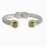 106259, 14K GOLD PLATED, RECTANGLE CUBIC ZIRCONIA ACCENT DESIGNER INSPIRED OPEN CUFF BRACELET