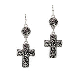 106272, CROSS FILIGREE DANGLE EARRING