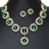 106281, GEOMETRIC ACCENT CRYSTAL RHINESTONE NECKLACE SET