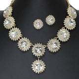 106281, GEOMETRIC ACCENT CRYSTAL RHINESTONE NECKLACE SET
